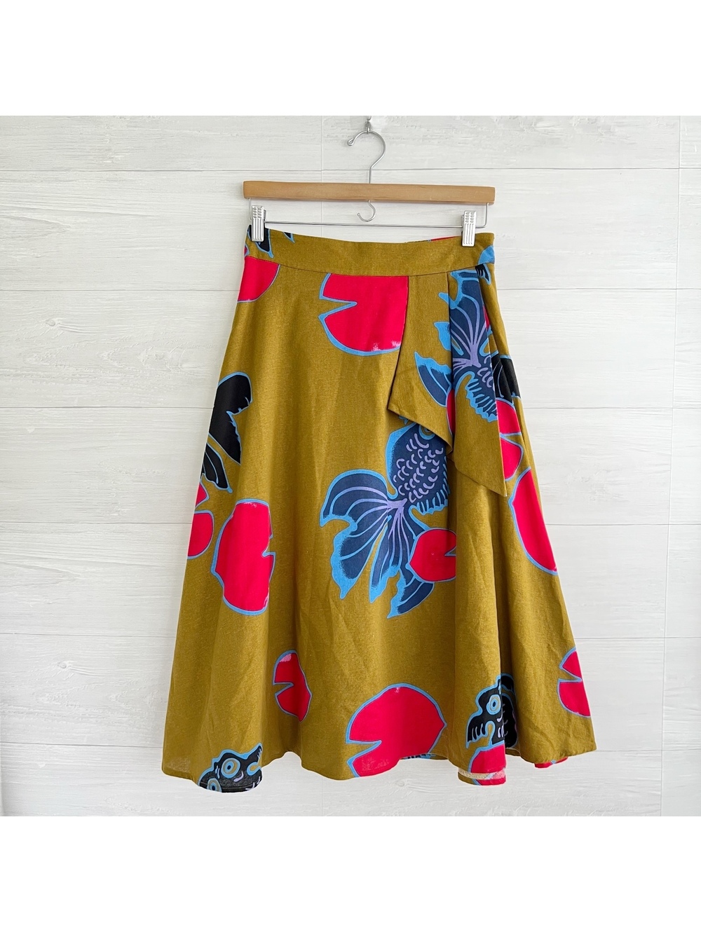 NWT Eva Franco Anthropologie Betta Fish A-Line Midi Skirt Petite 6P $128